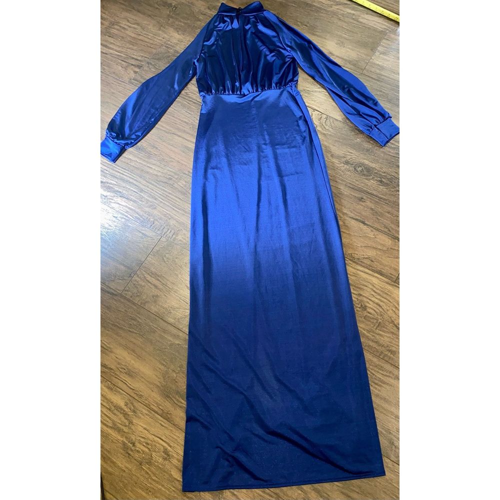 Navy High Neck Double Extreme Split Maxi Dress - Picture 4 of 8